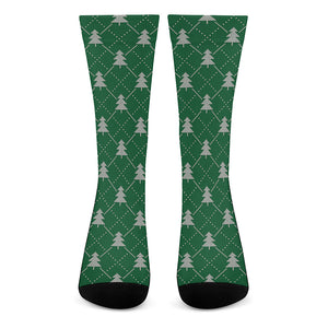 Christmas Tree Knitted Pattern Print Crew Socks