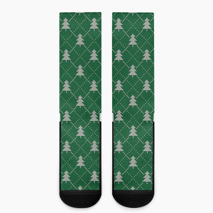 Christmas Tree Knitted Pattern Print Crew Socks