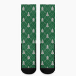 Christmas Tree Knitted Pattern Print Crew Socks