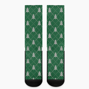 Christmas Tree Knitted Pattern Print Crew Socks