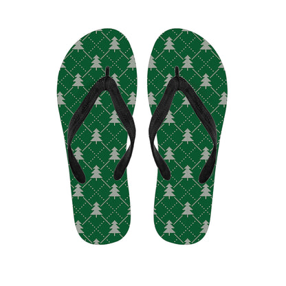 Christmas Tree Knitted Pattern Print Flip Flops