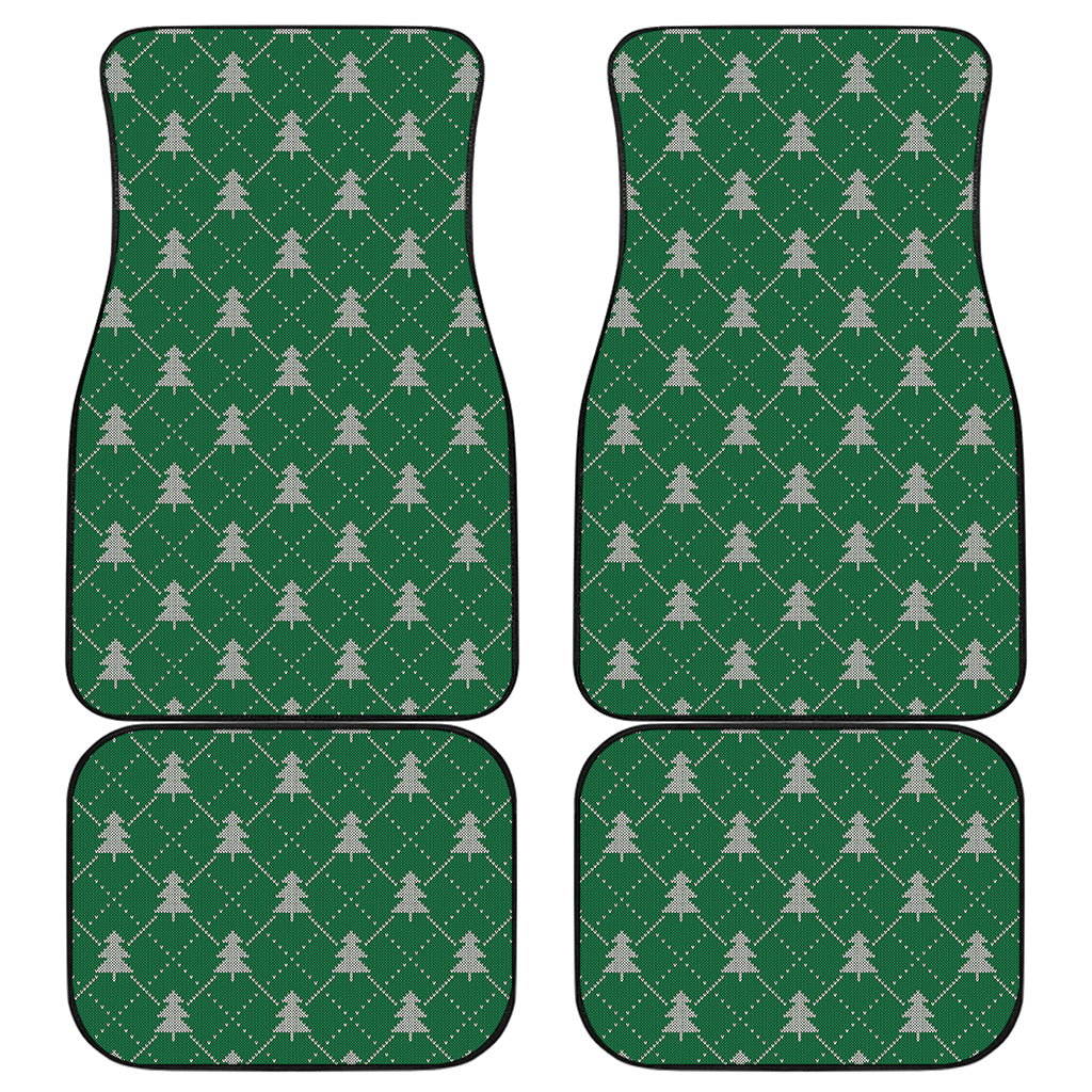 Christmas Tree Knitted Pattern Print Front and Back Car Floor Mats