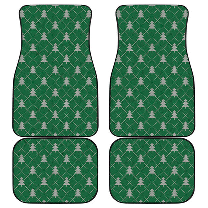Christmas Tree Knitted Pattern Print Front and Back Car Floor Mats