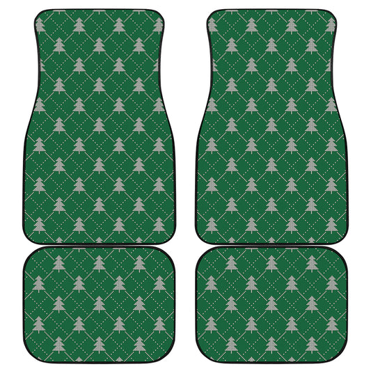 Christmas Tree Knitted Pattern Print Front and Back Car Floor Mats
