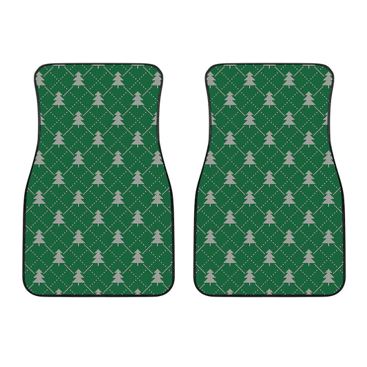 Christmas Tree Knitted Pattern Print Front Car Floor Mats