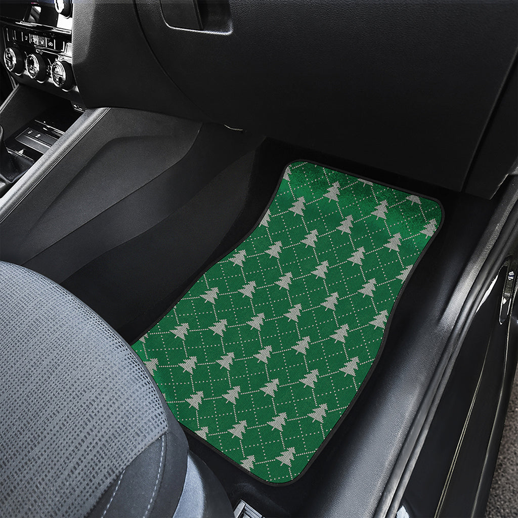 Christmas Tree Knitted Pattern Print Front Car Floor Mats