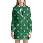 Christmas Tree Knitted Pattern Print Hoodie Dress
