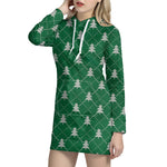 Christmas Tree Knitted Pattern Print Hoodie Dress