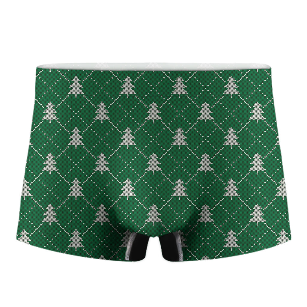 Christmas Tree Knitted Pattern Print Men's Boxer Briefs