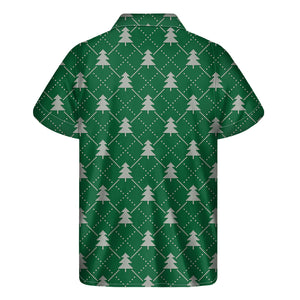 Christmas Tree Knitted Pattern Print Men's Short Sleeve Shirt