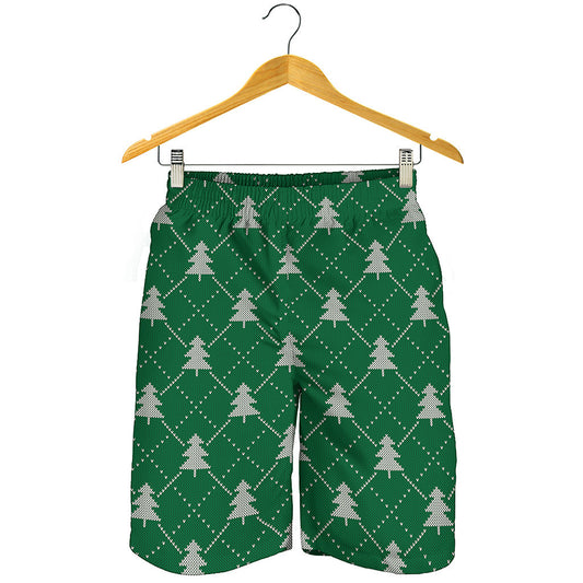 Christmas Tree Knitted Pattern Print Men's Shorts