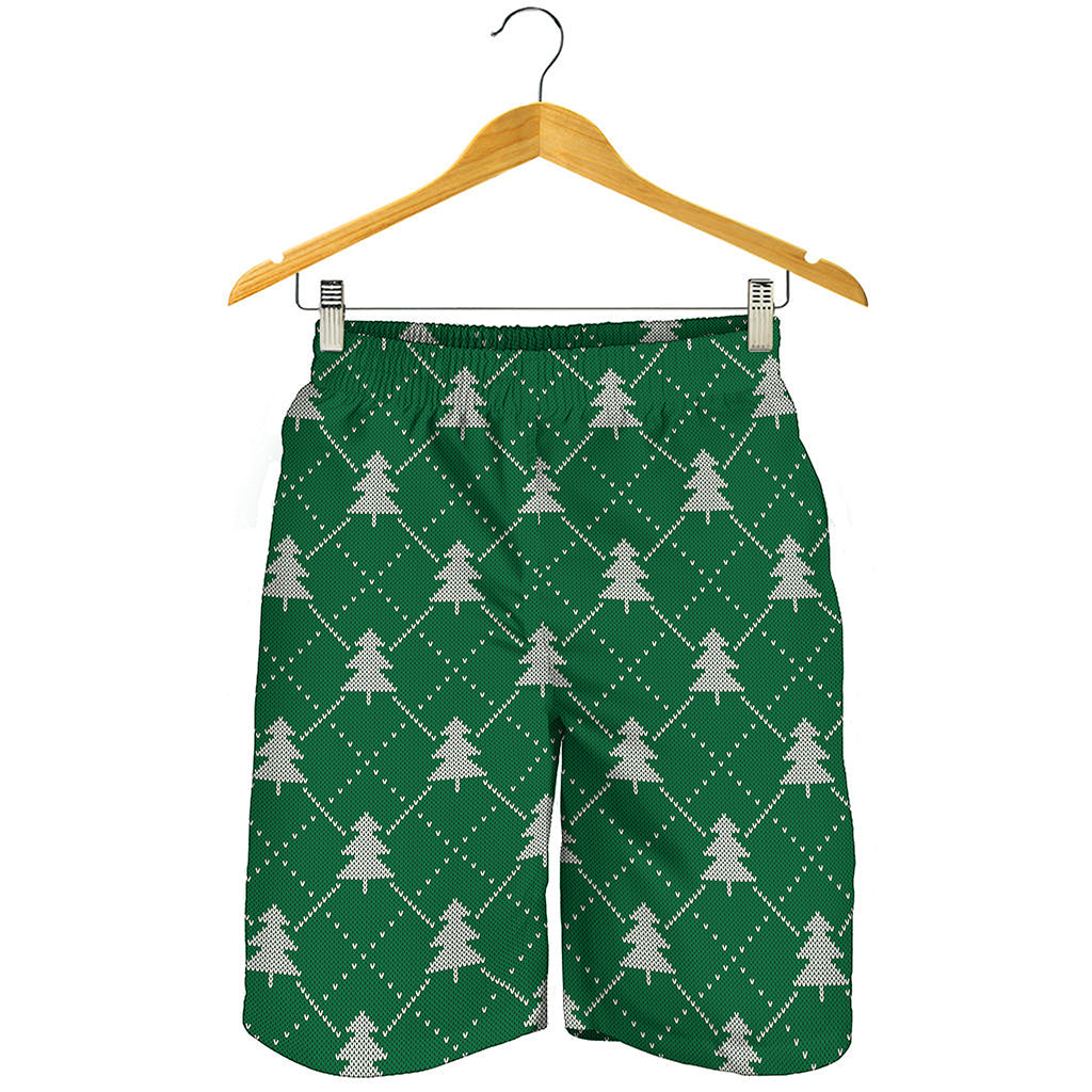 Christmas Tree Knitted Pattern Print Men's Shorts