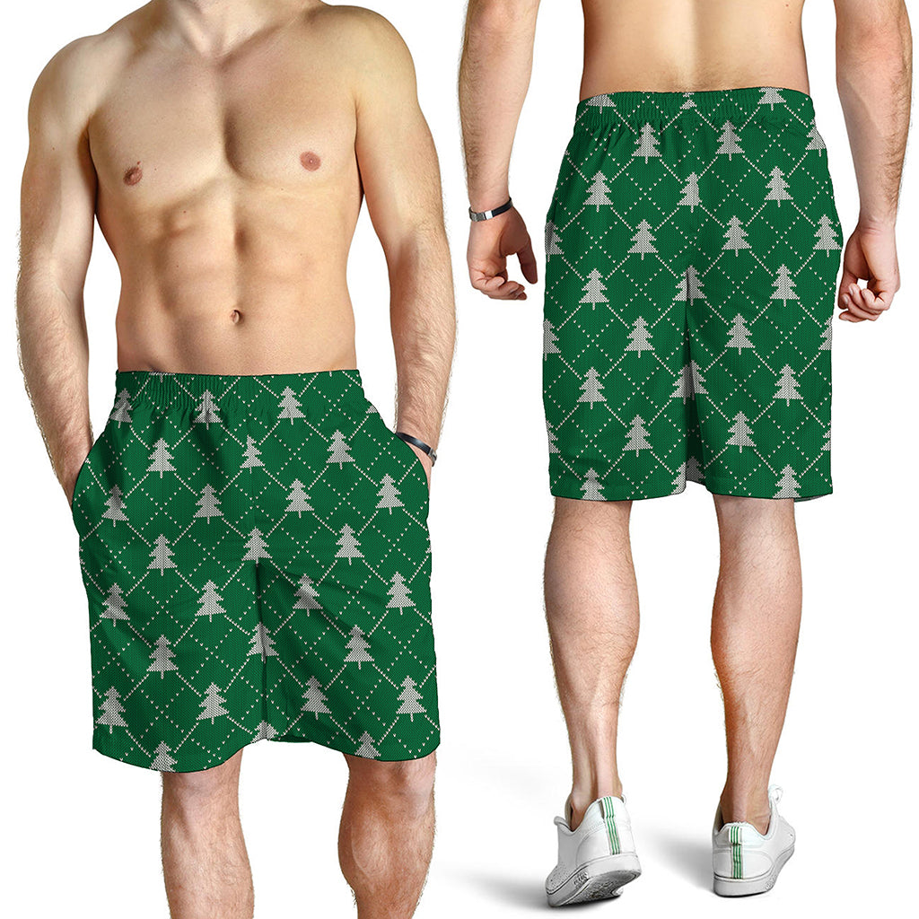 Christmas Tree Knitted Pattern Print Men's Shorts