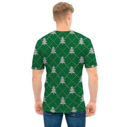 Christmas Tree Knitted Pattern Print Men's T-Shirt