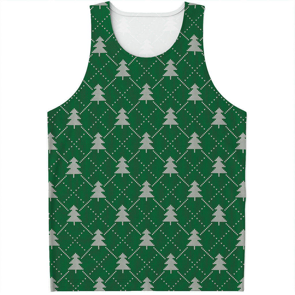 Christmas Tree Knitted Pattern Print Men's Tank Top