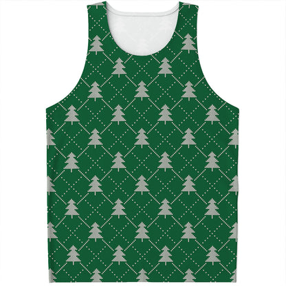 Christmas Tree Knitted Pattern Print Men's Tank Top