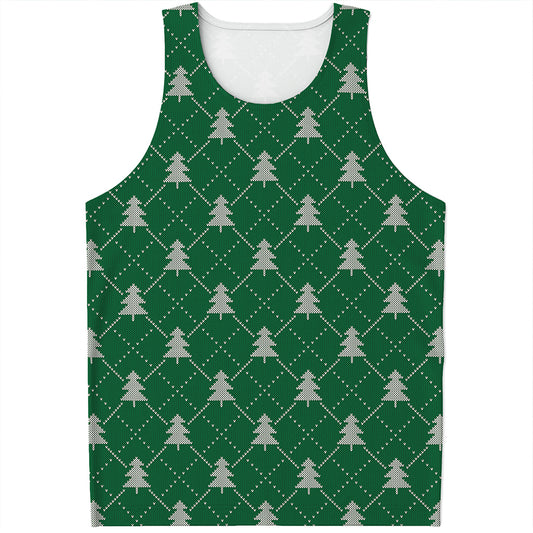 Christmas Tree Knitted Pattern Print Men's Tank Top