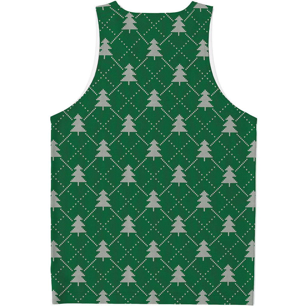 Christmas Tree Knitted Pattern Print Men's Tank Top