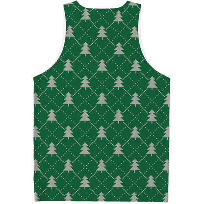 Christmas Tree Knitted Pattern Print Men's Tank Top