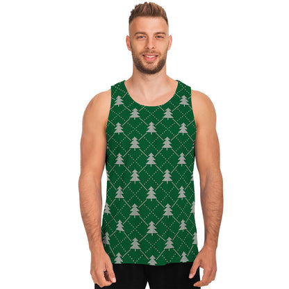 Christmas Tree Knitted Pattern Print Men's Tank Top