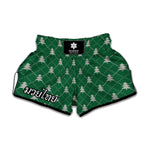 Christmas Tree Knitted Pattern Print Muay Thai Boxing Shorts