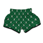 Christmas Tree Knitted Pattern Print Muay Thai Boxing Shorts