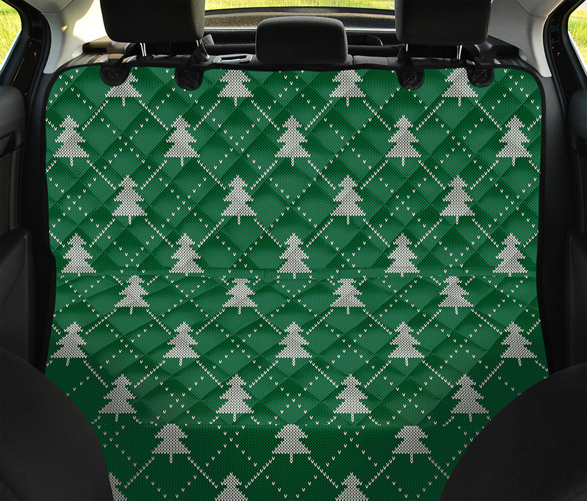 Christmas Tree Knitted Pattern Print Pet Car Back Seat Cover