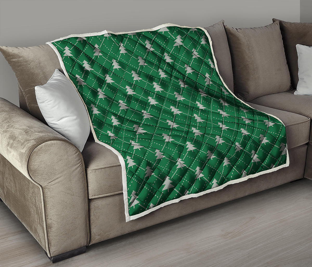 Christmas Tree Knitted Pattern Print Quilt