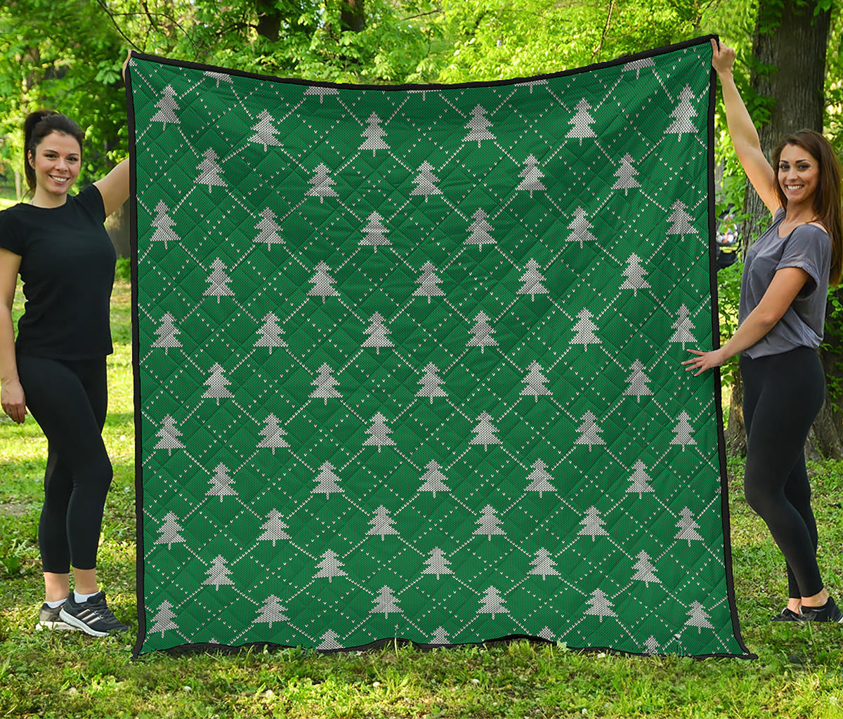 Christmas Tree Knitted Pattern Print Quilt