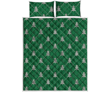 Christmas Tree Knitted Pattern Print Quilt Bed Set
