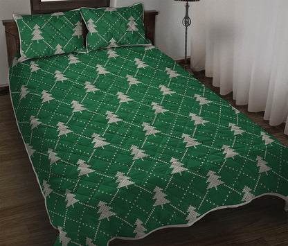 Christmas Tree Knitted Pattern Print Quilt Bed Set