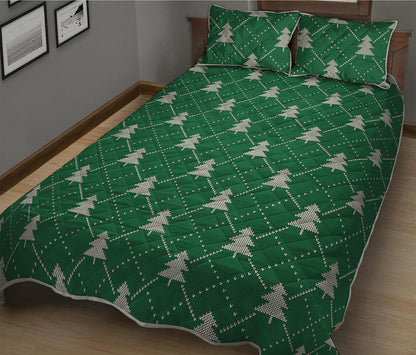 Christmas Tree Knitted Pattern Print Quilt Bed Set