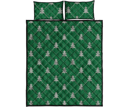 Christmas Tree Knitted Pattern Print Quilt Bed Set