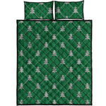 Christmas Tree Knitted Pattern Print Quilt Bed Set