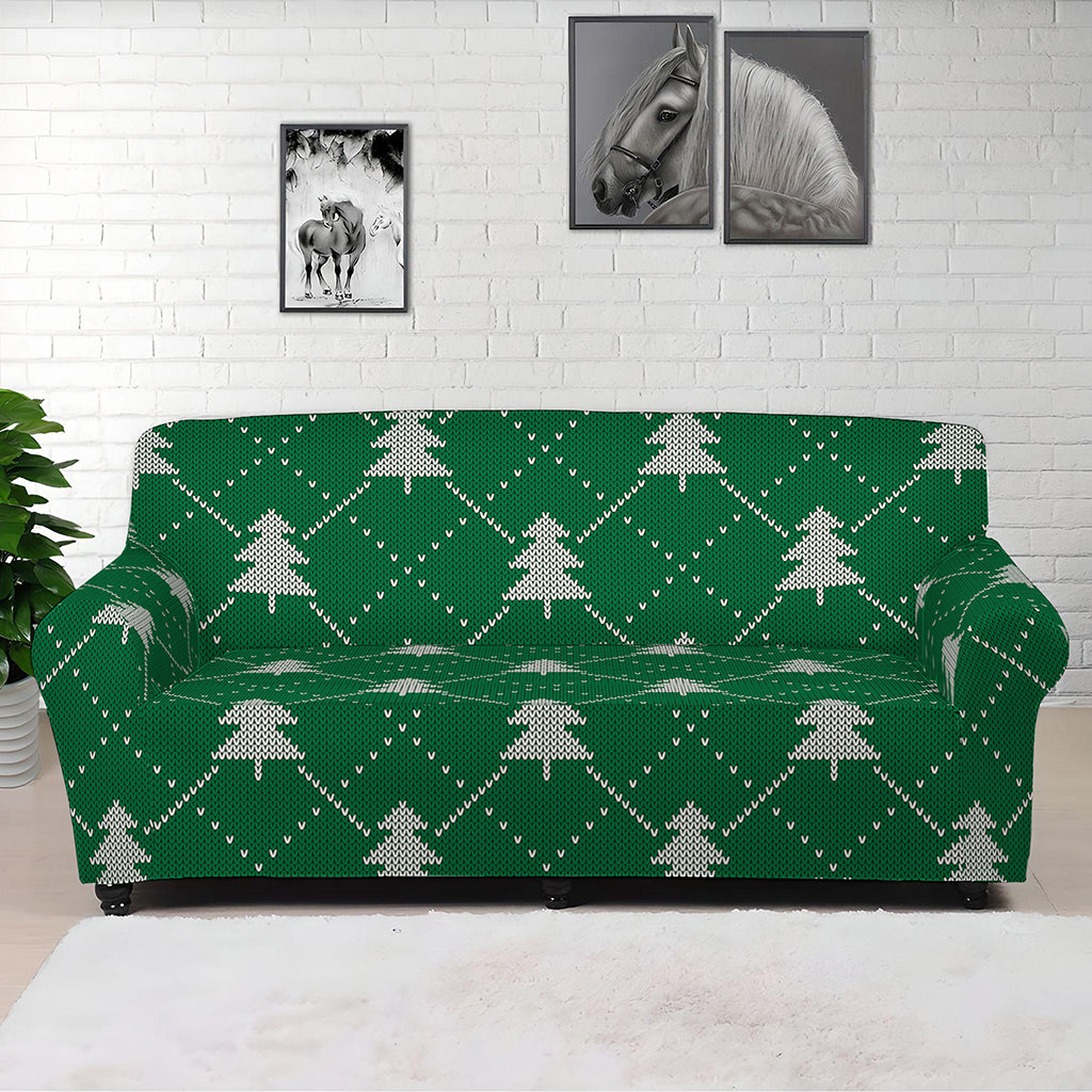 Christmas Tree Knitted Pattern Print Sofa Cover