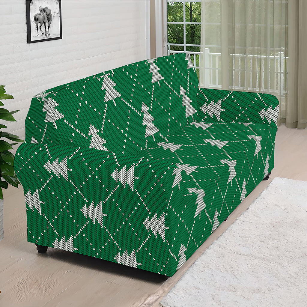 Christmas Tree Knitted Pattern Print Sofa Cover
