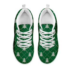 Christmas Tree Knitted Pattern Print White Sneakers