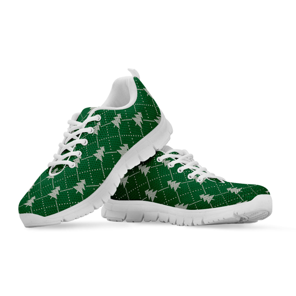 Christmas Tree Knitted Pattern Print White Sneakers