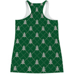 Christmas Tree Knitted Pattern Print Women's Racerback Tank Top