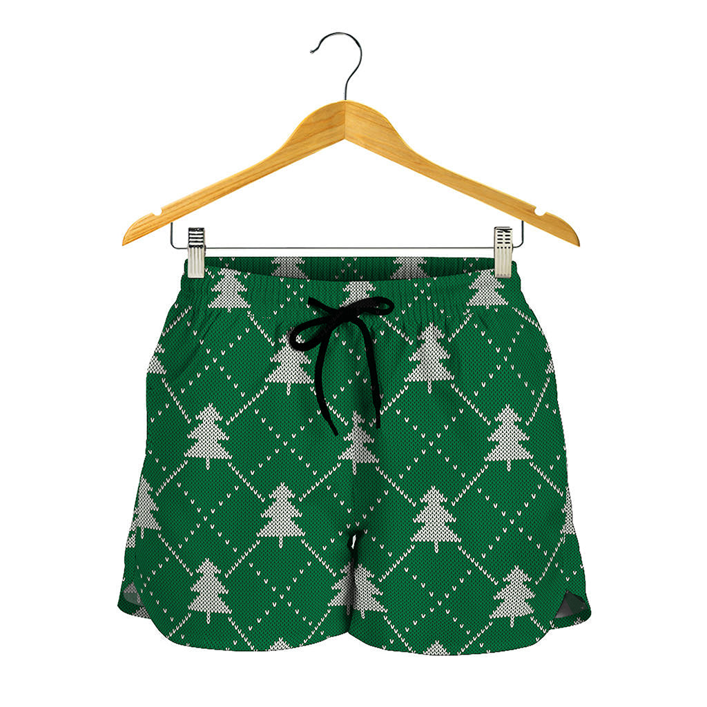 Christmas Tree Knitted Pattern Print Women's Shorts