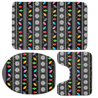 Christmas Tree Lights Print 3 Piece Bath Mat Set