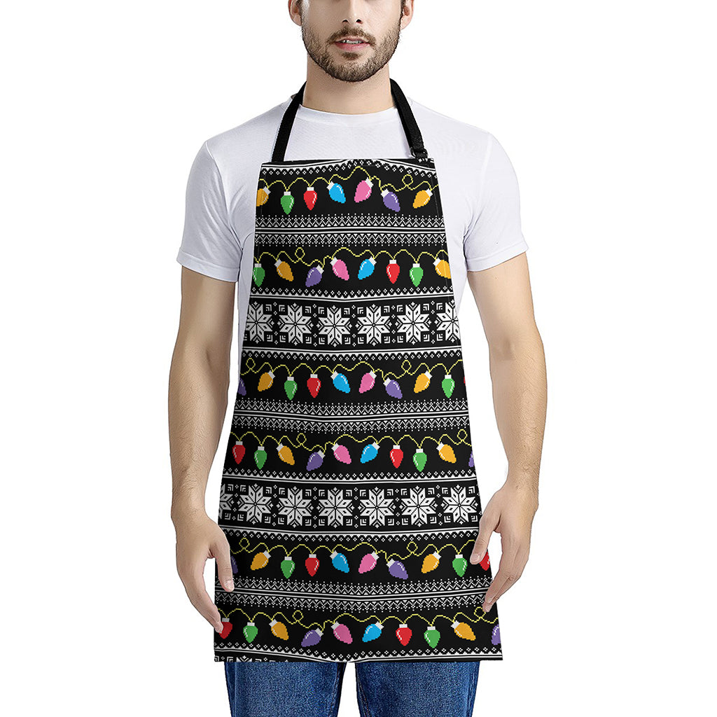 Christmas Tree Lights Print Apron