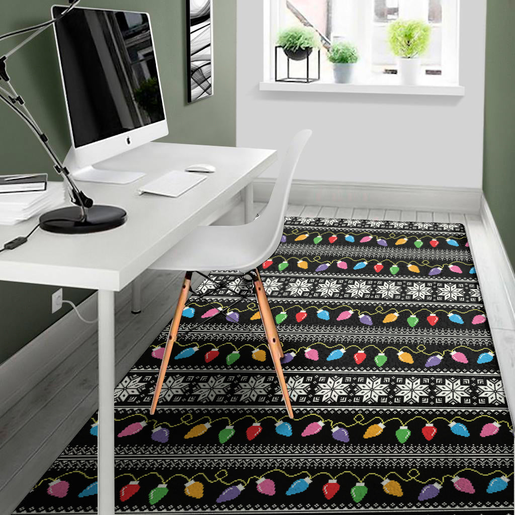 Christmas Tree Lights Print Area Rug