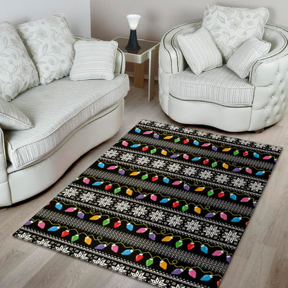 Christmas Tree Lights Print Area Rug