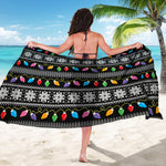 Christmas Tree Lights Print Beach Sarong Wrap