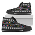 Christmas Tree Lights Print Black High Top Sneakers
