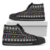 Christmas Tree Lights Print Black High Top Shoes