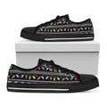 Christmas Tree Lights Print Black Low Top Sneakers