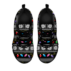 Christmas Tree Lights Print Black Sneakers