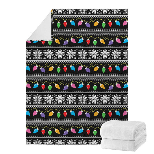 Christmas Tree Lights Print Blanket